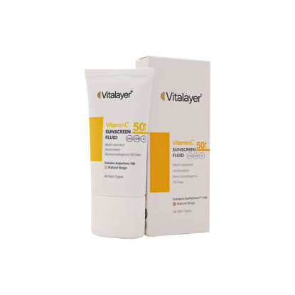 فلوئید ضد آفتاب بی رنگ ویتالیر مدل ویتامین سی با SPF50+