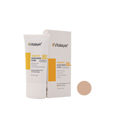 فلوئید ضد آفتاب رنگی ویتالیر مدل  ویتامین سی با SPF50+