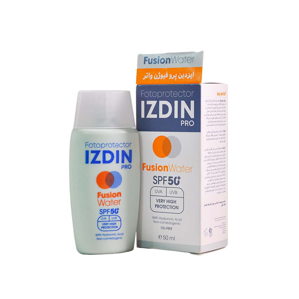 ضد آفتاب بی رنگ فاقد چربی ایزدین پرو مدل فیوژن واتر با SPF50+ - Image 2